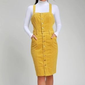 Honey punch mustard corduroy dress size medium